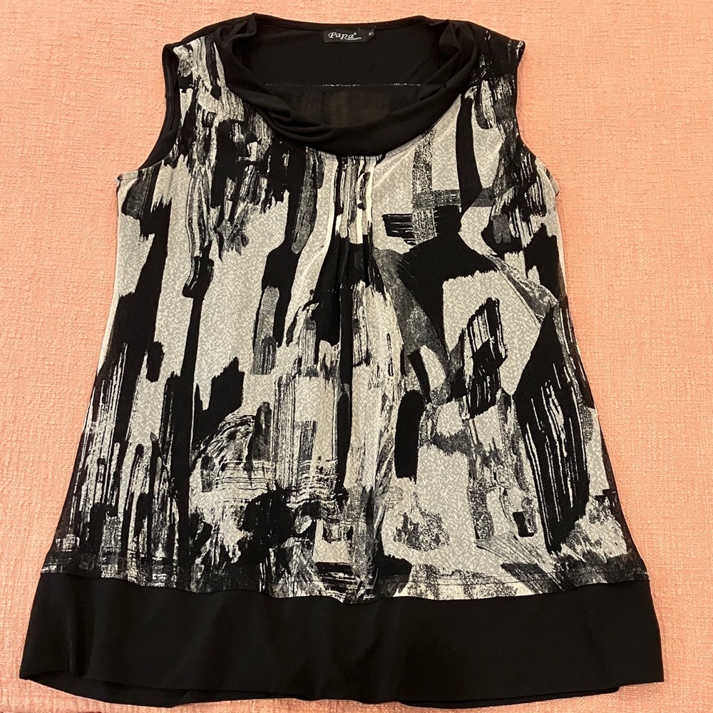 XL tunic blouse Canadian design Black and Gray - lined